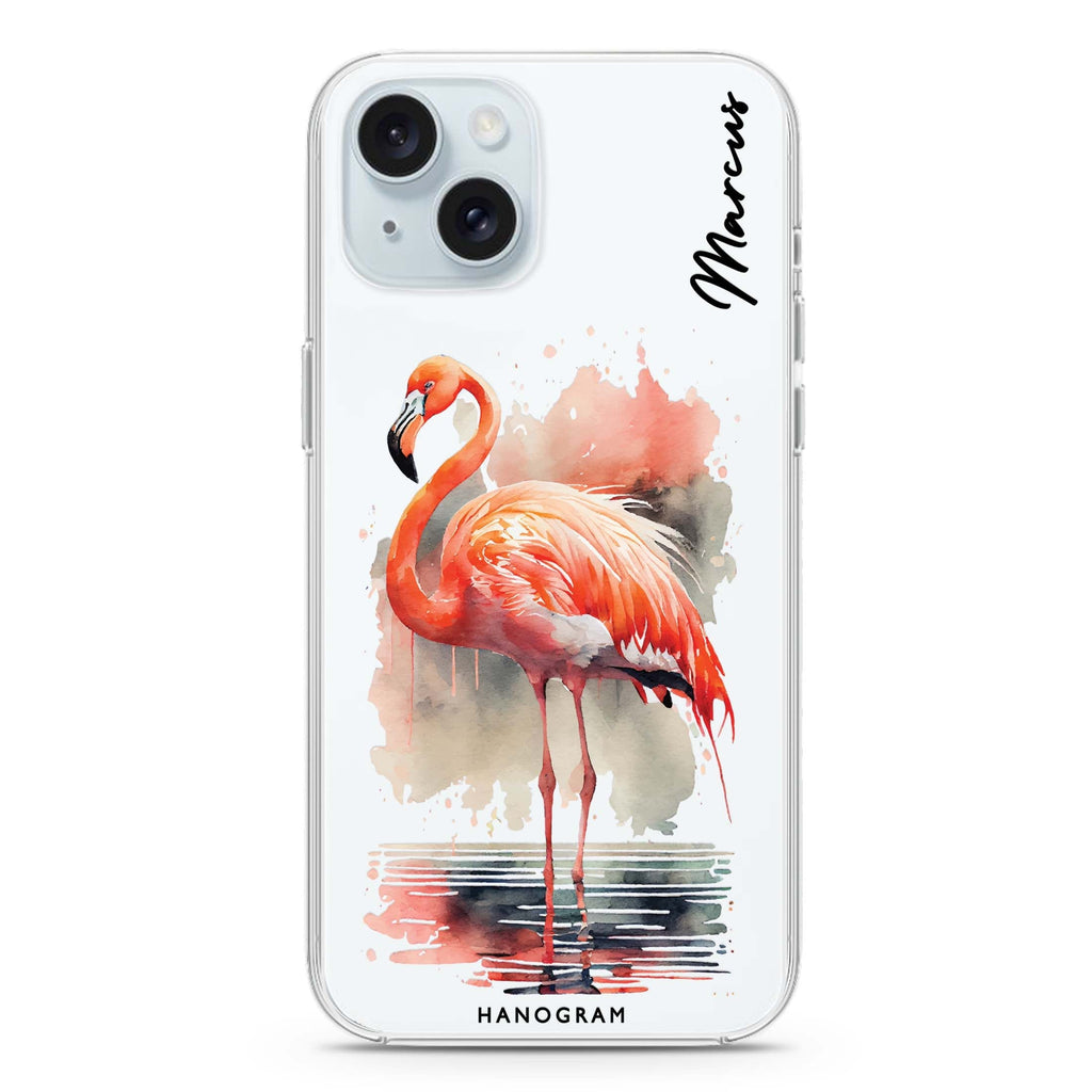 Flamingo in water iPhone 15 水晶透明保護殼