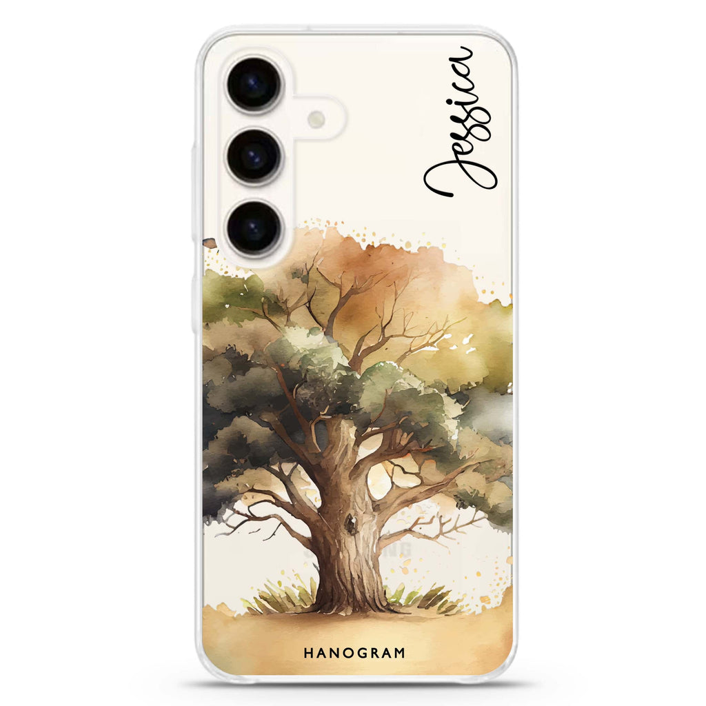Tree Samsung Galaxy S26/S25/S24 可加名字水晶透明保護殼正面展示