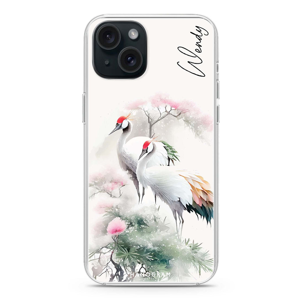 Pines & cranes iPhone 15 Plus Magsafe 兼容水晶透明保護殼