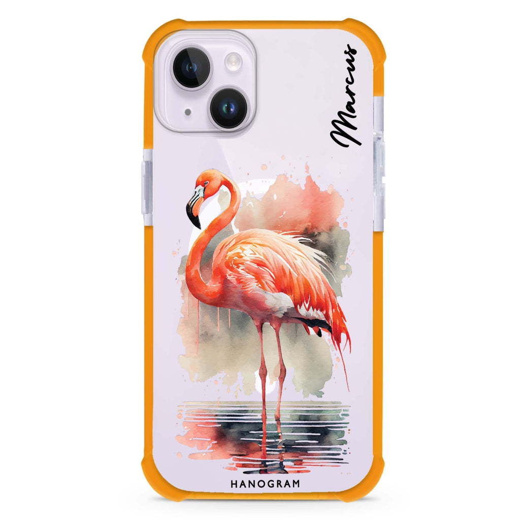 Flamingo in water iPhone 15 Plus Magsafe 兼容超強防摔保護殼