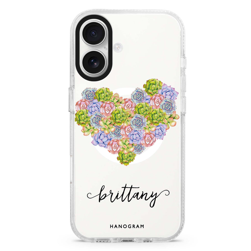Floral Heart Magsafe 兼容水晶透明保護殼