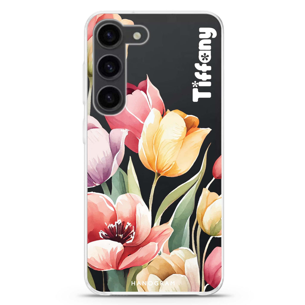 Watercolor tulip Samsung Galaxy 水晶透明保護殼