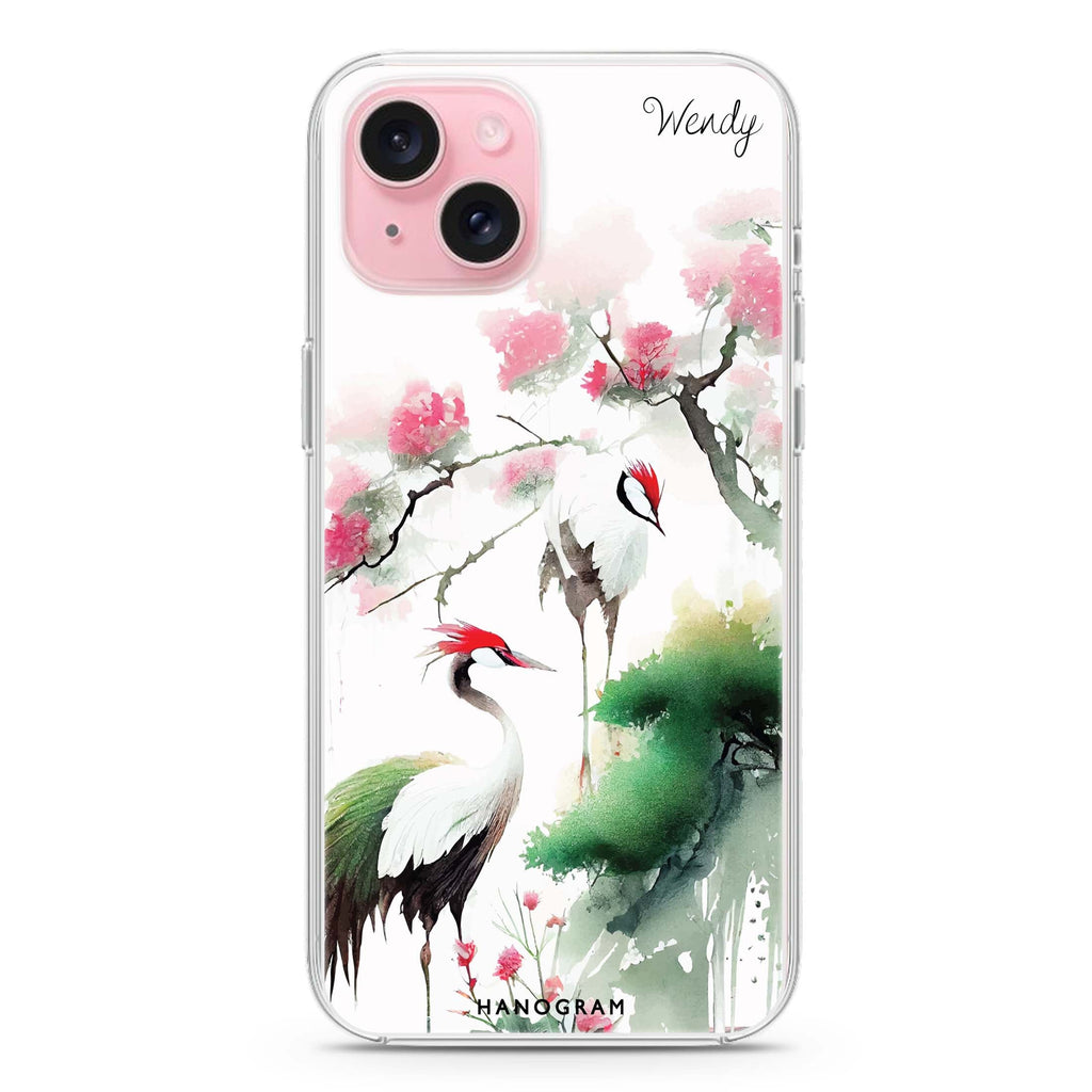 Pines & cranes iPhone 15 Magsafe 兼容水晶透明保護殼