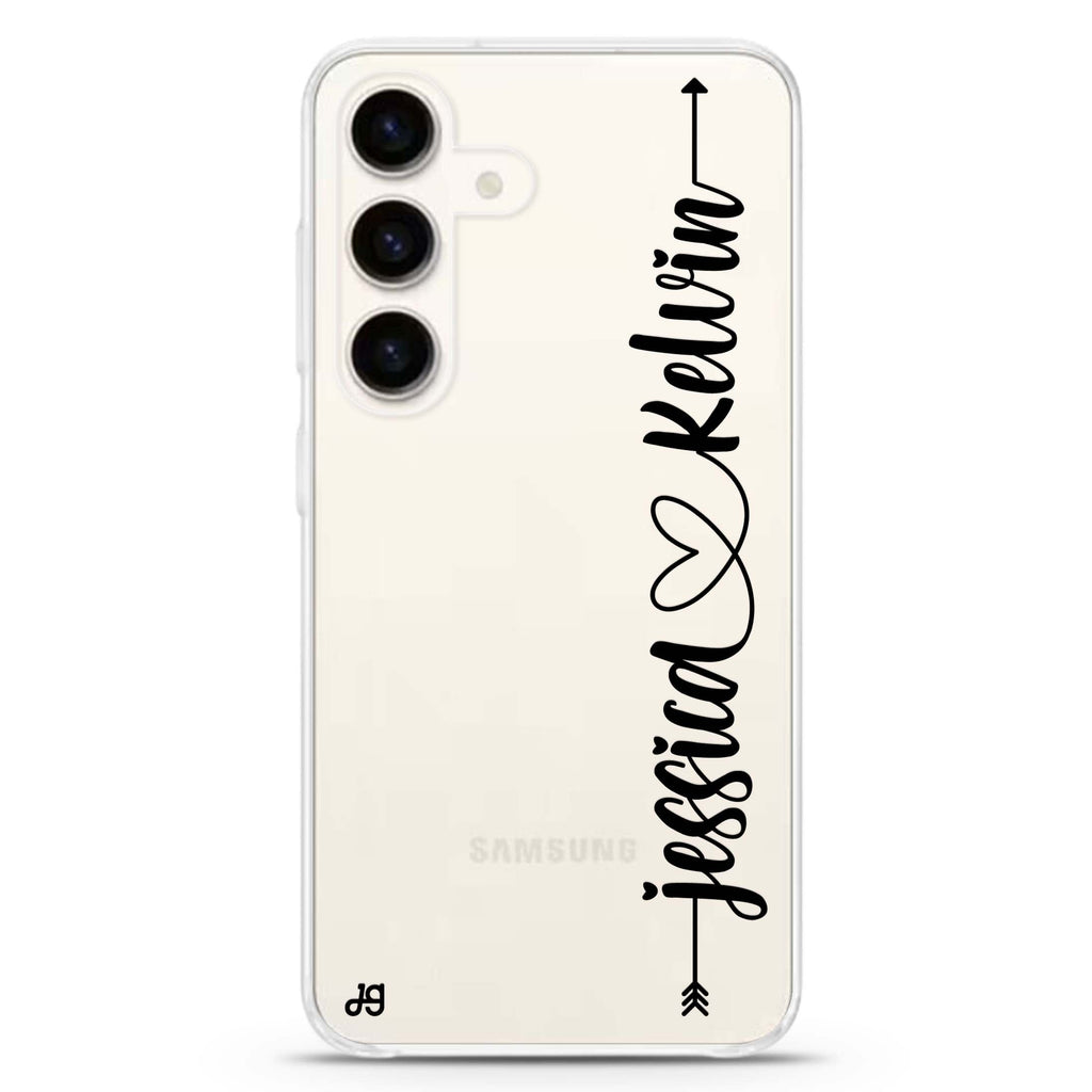 Custom Samsung Galaxy S26/S25/S24 可加名字水晶透明保護殼正面展示