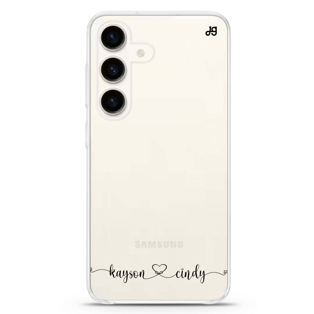 Custom Samsung Galaxy S26/S25/S24 可加名字水晶透明保護殼正面展示