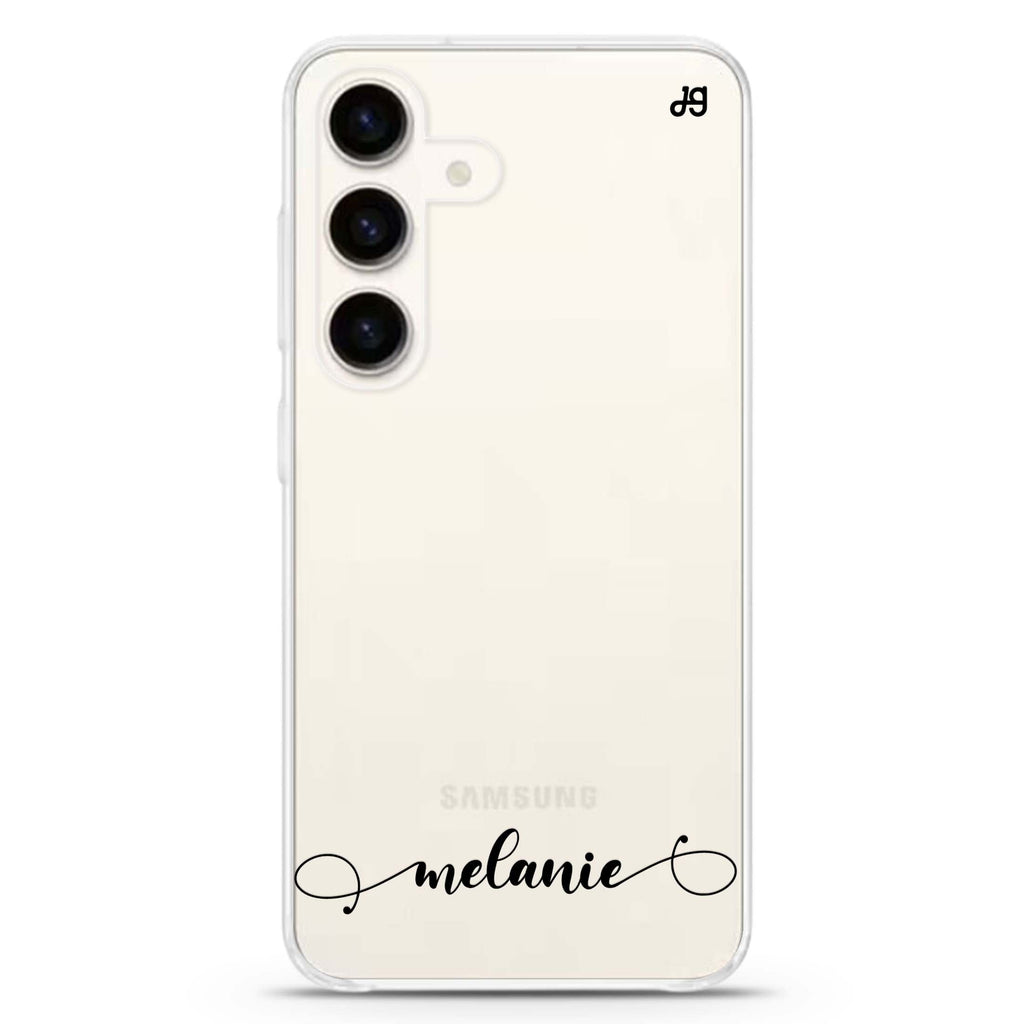 Custom Samsung Galaxy S26/S25/S24 可加名字水晶透明保護殼正面展示