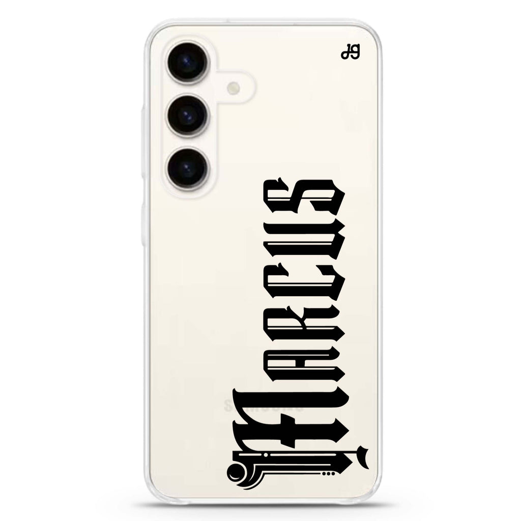 Custom Samsung Galaxy S26/S25/S24 可加名字水晶透明保護殼正面展示