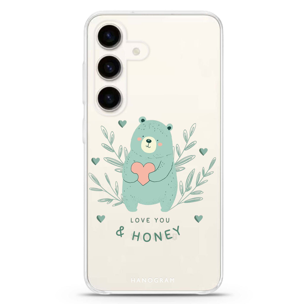 Honey Bear Samsung Galaxy S26/S25/S24 水晶透明保護殼正面展示