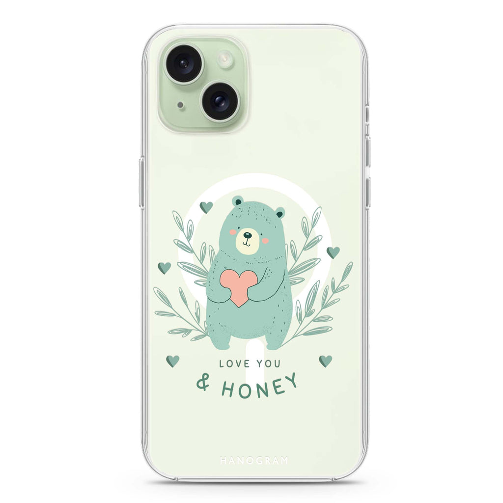 Honey Bear iPhone 15 Plus Magsafe 兼容水晶透明保護殼