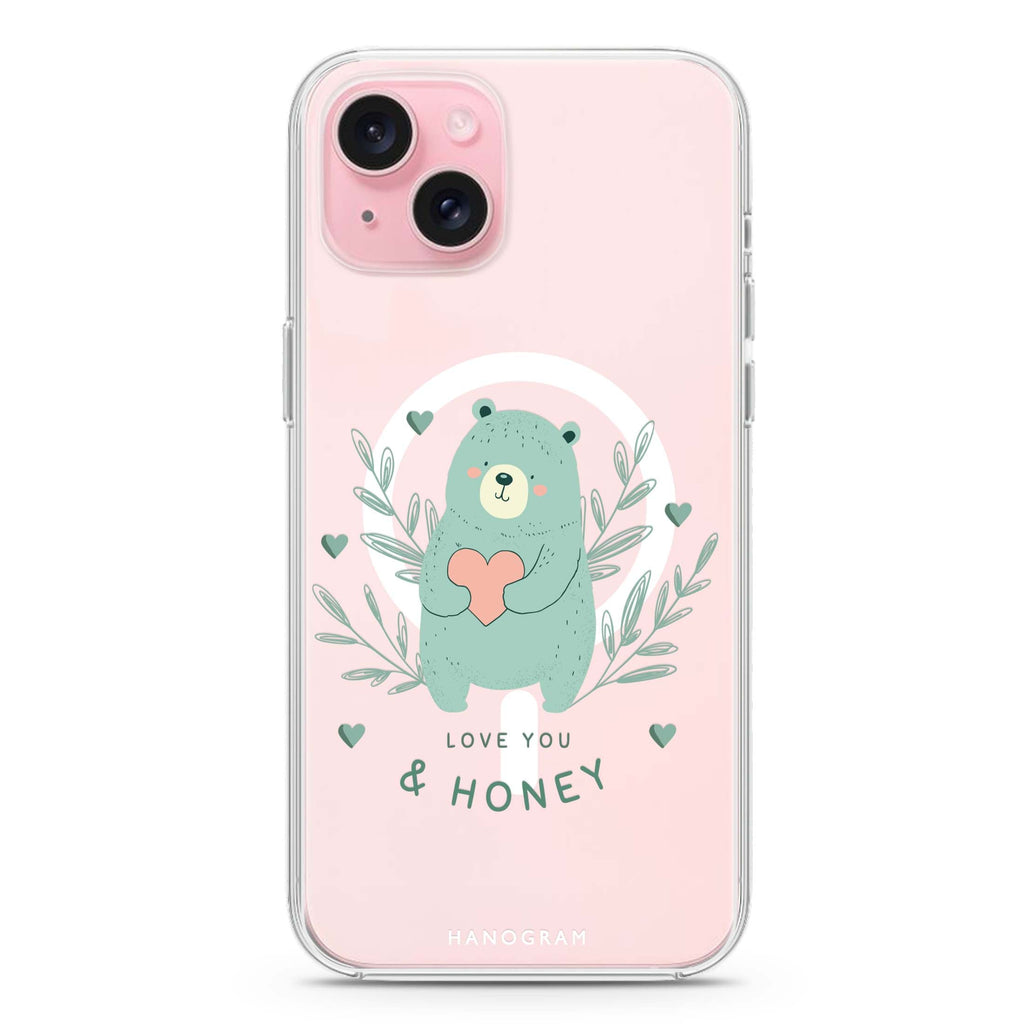 Honey Bear iPhone 15 Magsafe 兼容水晶透明保護殼