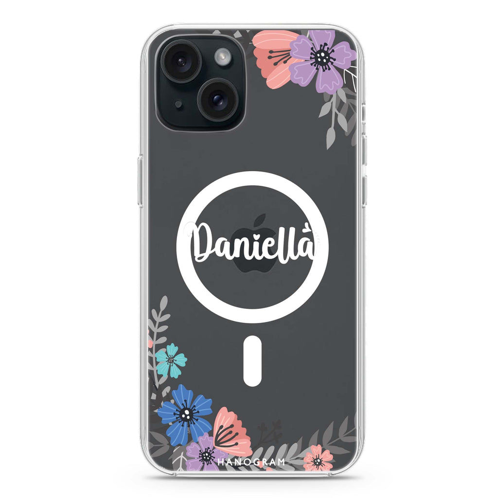 Blossom Bliss iPhone 15 Plus Magsafe 兼容水晶透明保護殼