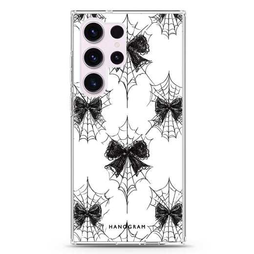 Gothic Web Lace Samsung Galaxy Ultra 透明保護殼，適用 S26/S25/S24/S23 Ultra，圖1
