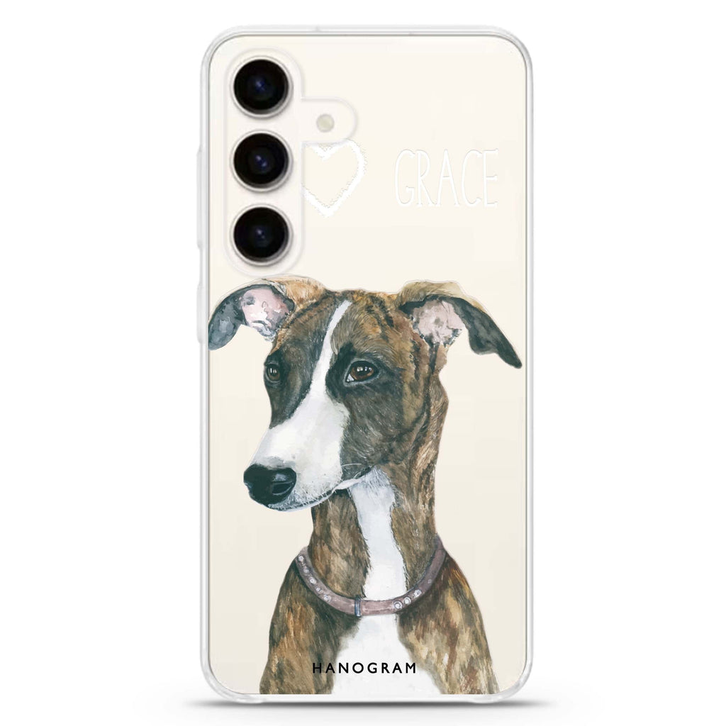 Whippet Samsung Galaxy S26/S25/S24 可加名字水晶透明保護殼正面展示