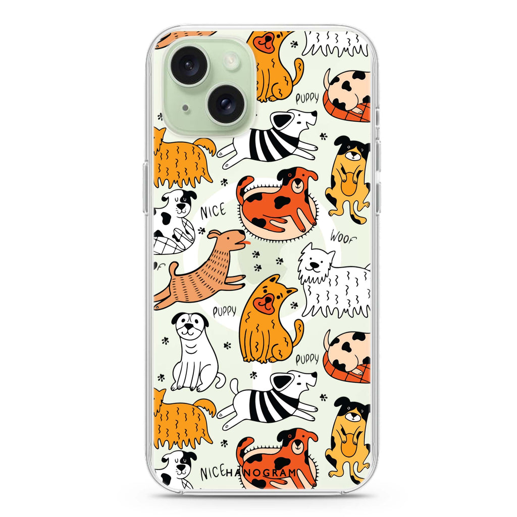 Furry Friends iPhone 15 Magsafe 兼容水晶透明保護殼