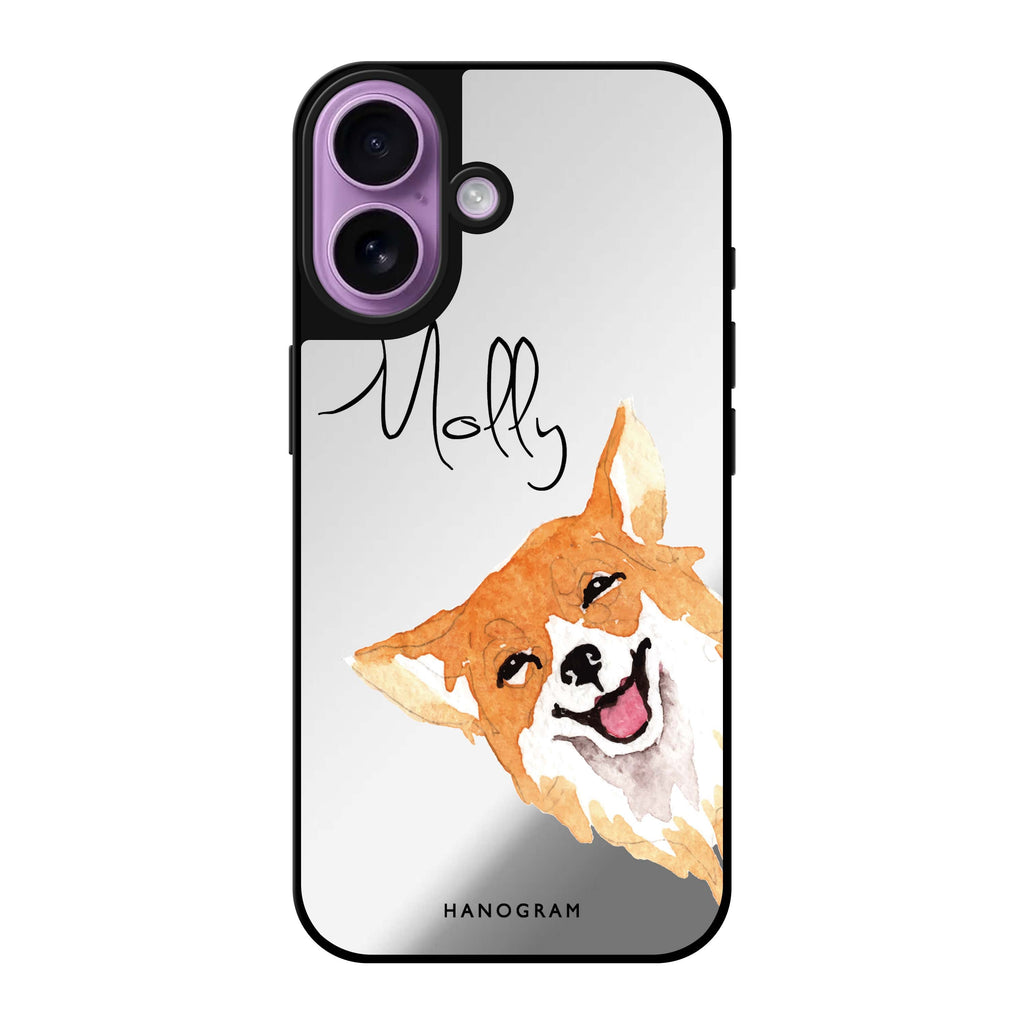 Reflective iPhone 16 Mirror Case –Welsh Corgi Design
