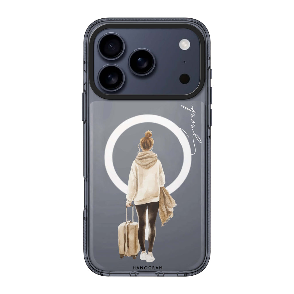 Weekend Stroll iPhone 17 Pro Max MagSafe 水晶透明保護殼 旅行圖案設計 可自訂名字及字色 圖1