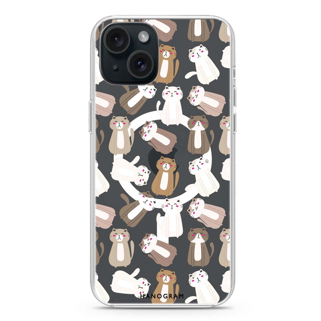 PurrPattern Perfection iPhone 15 Plus Magsafe 兼容水晶透明保護殼