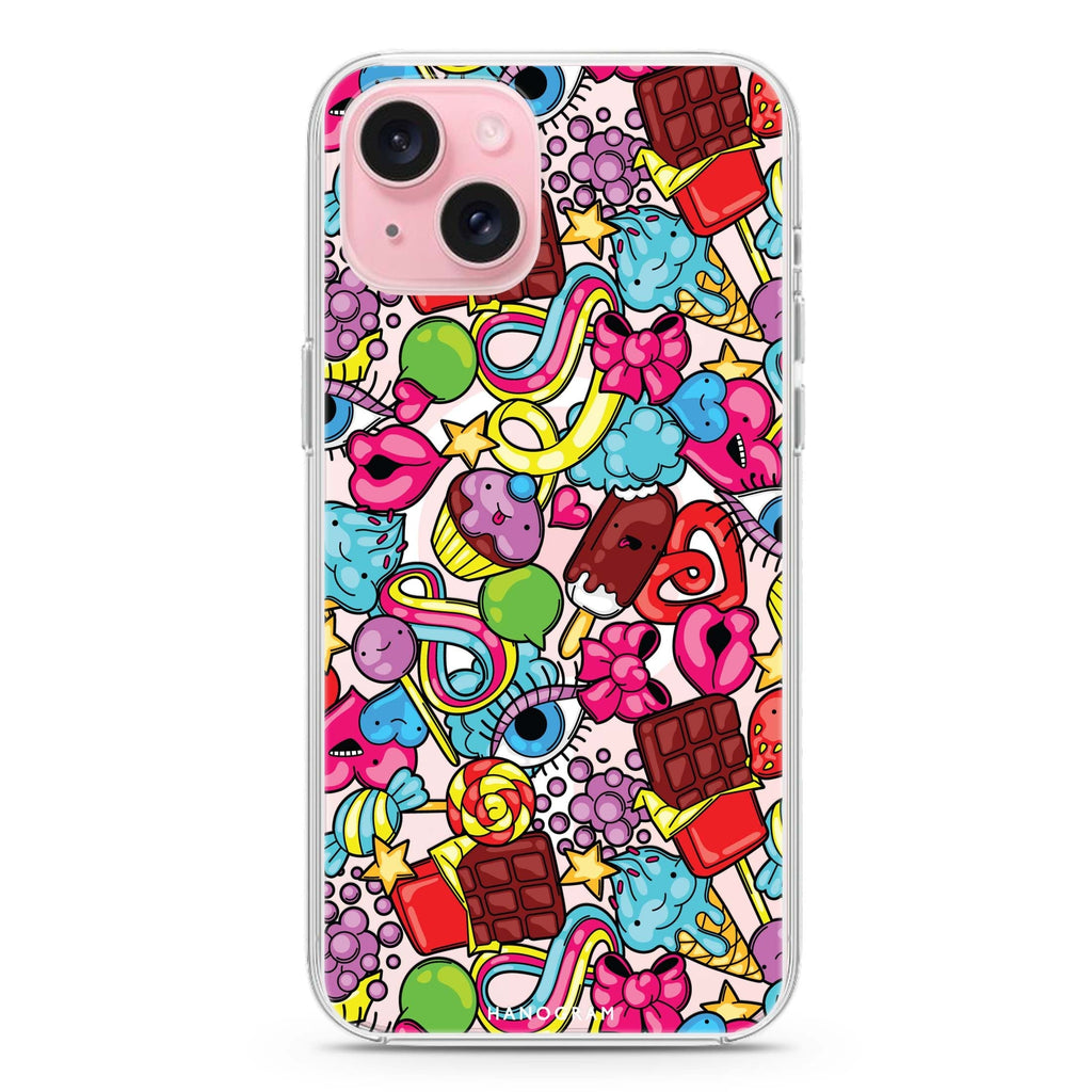 Doodle Delights iPhone 15 Magsafe 兼容水晶透明保護殼