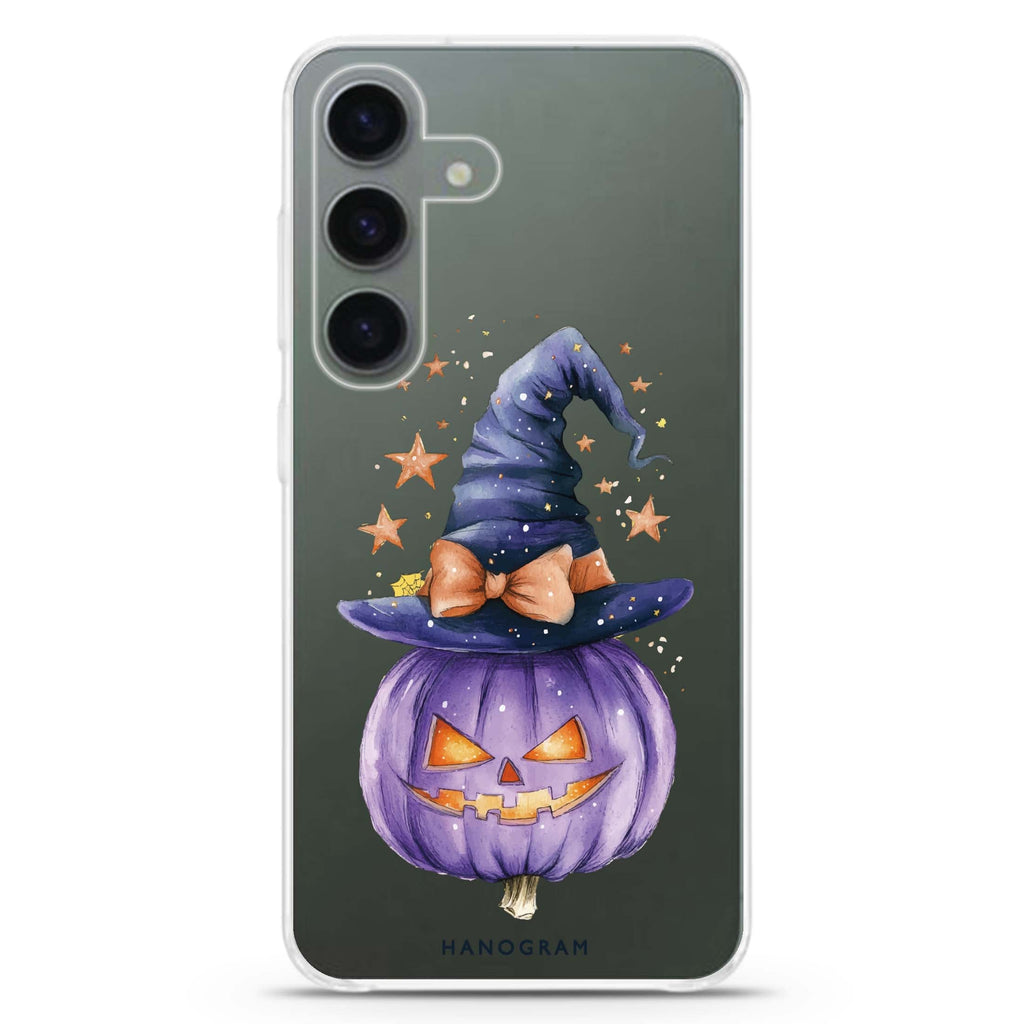 Starry Bow Pumpkin Samsung Galaxy S26/S25/S24 水晶透明保護殼正面展示