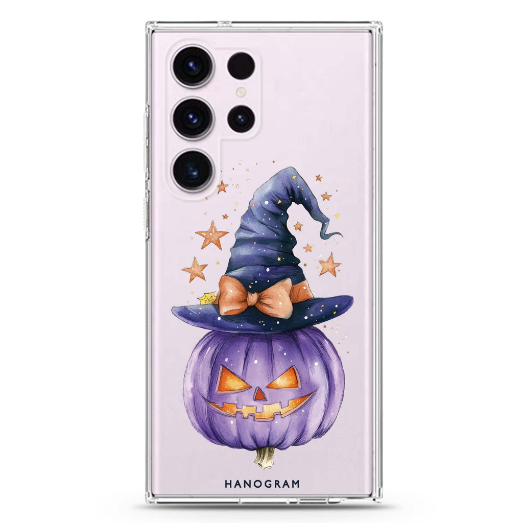 Starry Bow Pumpkin Samsung Galaxy Ultra 透明保護殼，適用 S26/S25/S24/S23 Ultra，圖1