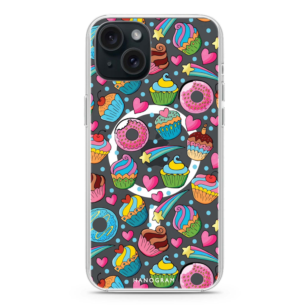Passion Pastries iPhone 15 Plus Magsafe 兼容水晶透明保護殼