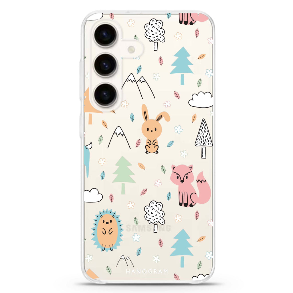 Whimsy Wildlife Samsung Galaxy S26/S25/S24 水晶透明保護殼正面展示