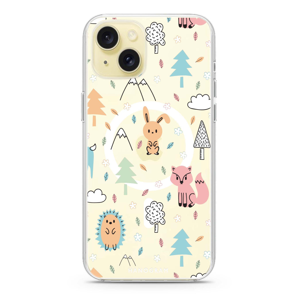 Whimsy Wildlife iPhone 15 Plus Magsafe 兼容水晶透明保護殼