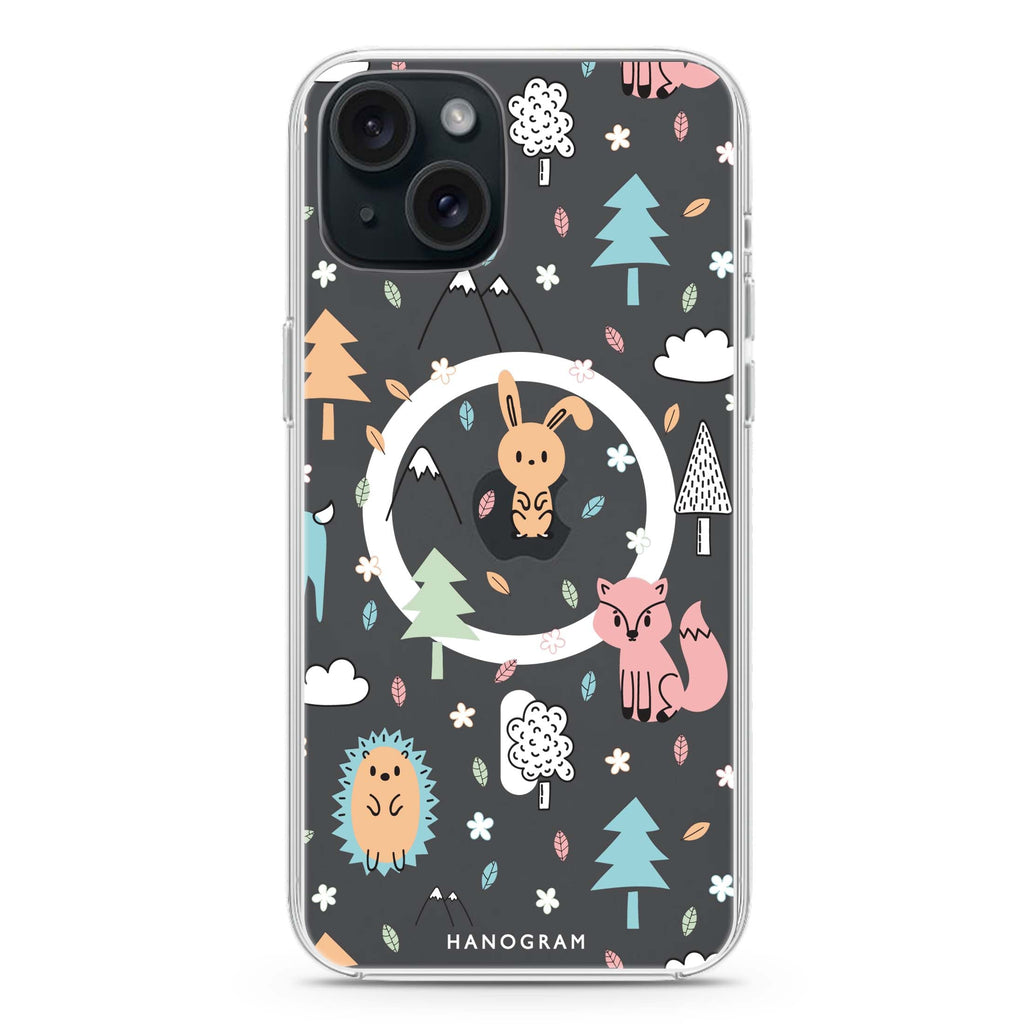Whimsy Wildlife iPhone 15 Magsafe 兼容水晶透明保護殼