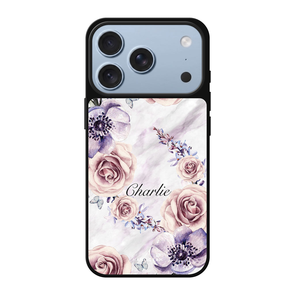 White Marble & Flower 鏡面手機殼