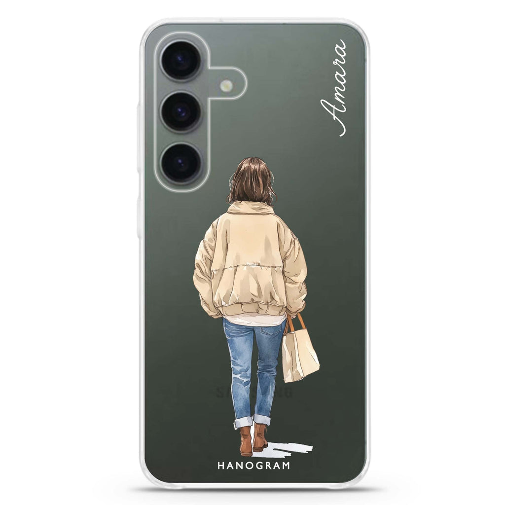 Everyday Stroll Samsung Galaxy S26/S25/S24 可加名字水晶透明保護殼正面展示