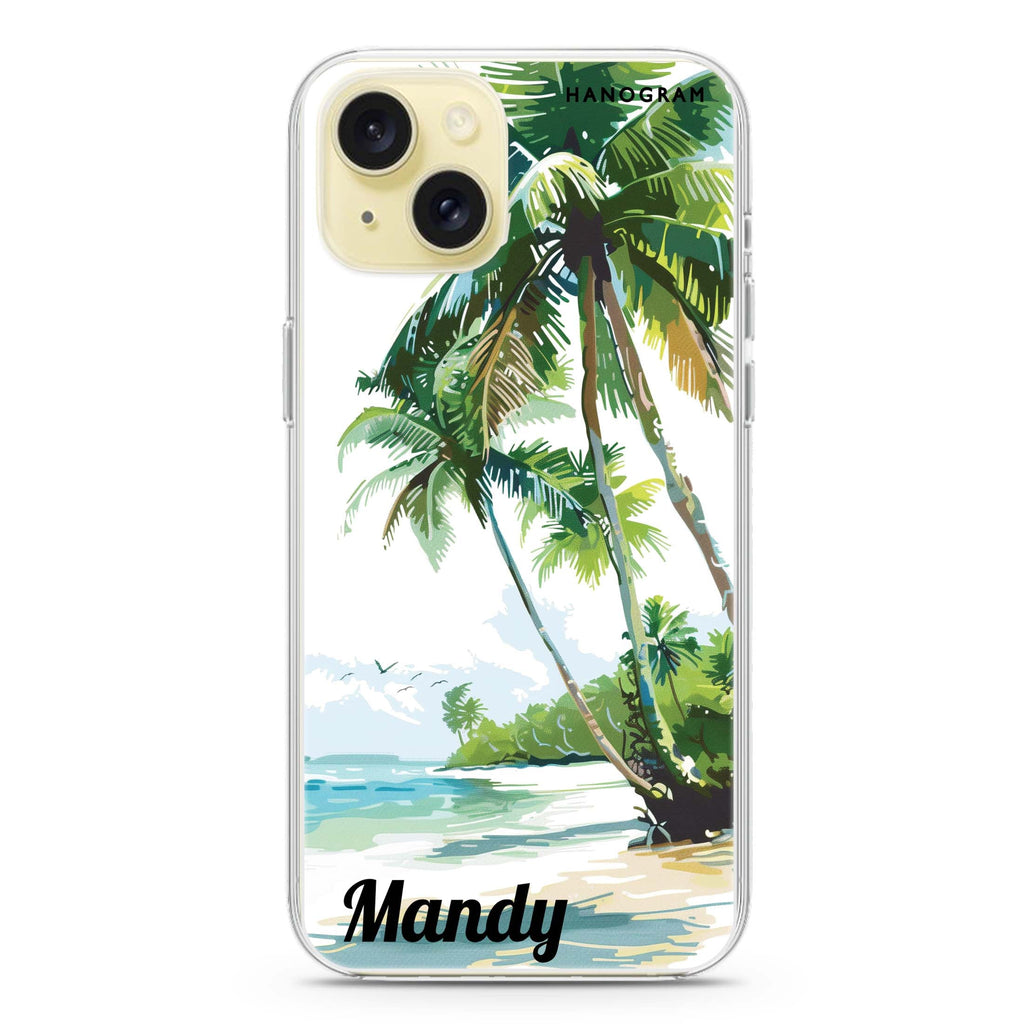 Tropical Tranquility iPhone 15 Plus Magsafe 兼容水晶透明保護殼