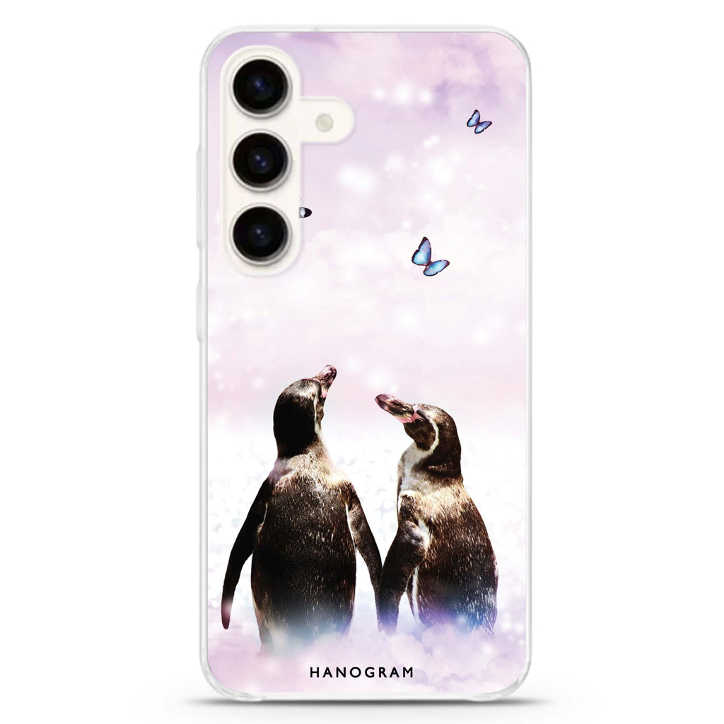 Penguin Gaze Samsung Galaxy S26/S25/S24 水晶透明保護殼正面展示