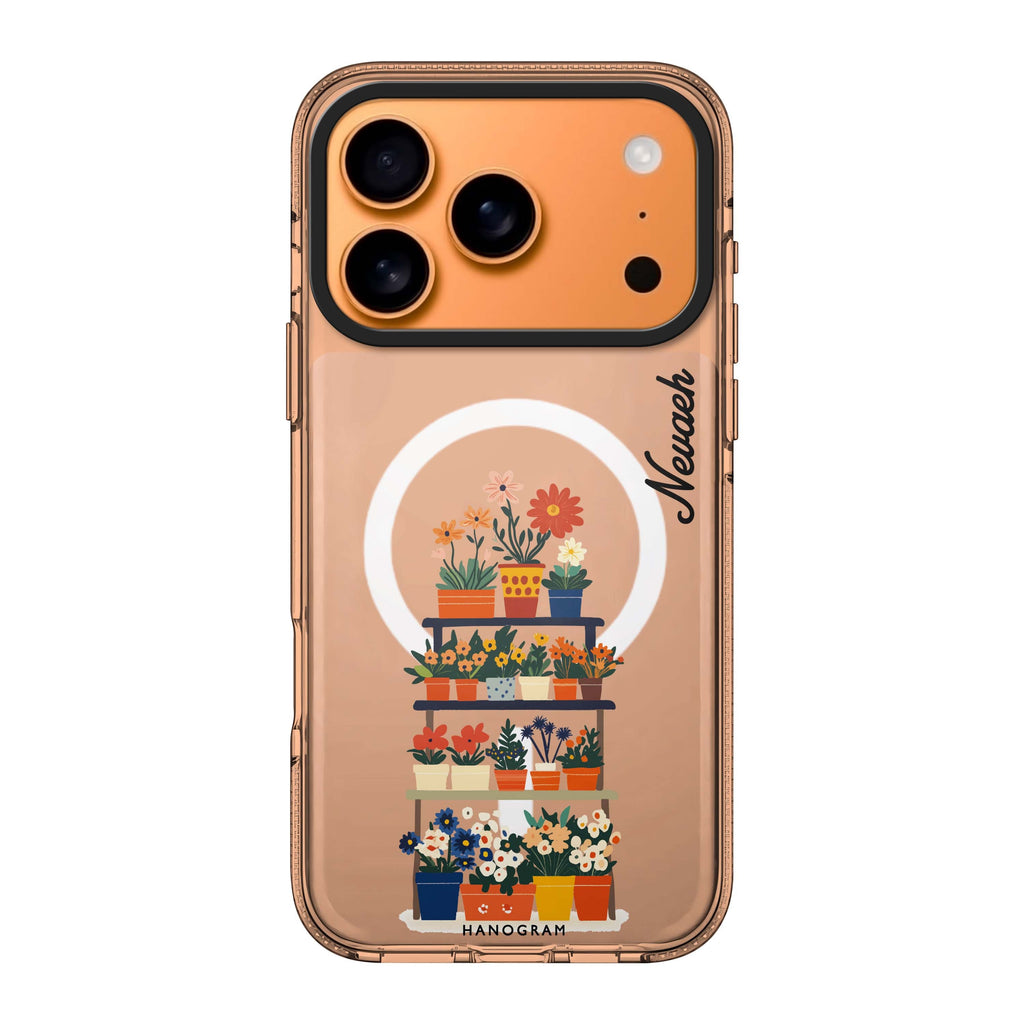Flora Stack iPhone 17 Pro Max MagSafe 水晶透明保護殼 花卉圖案設計 可自訂名字及字色 圖1