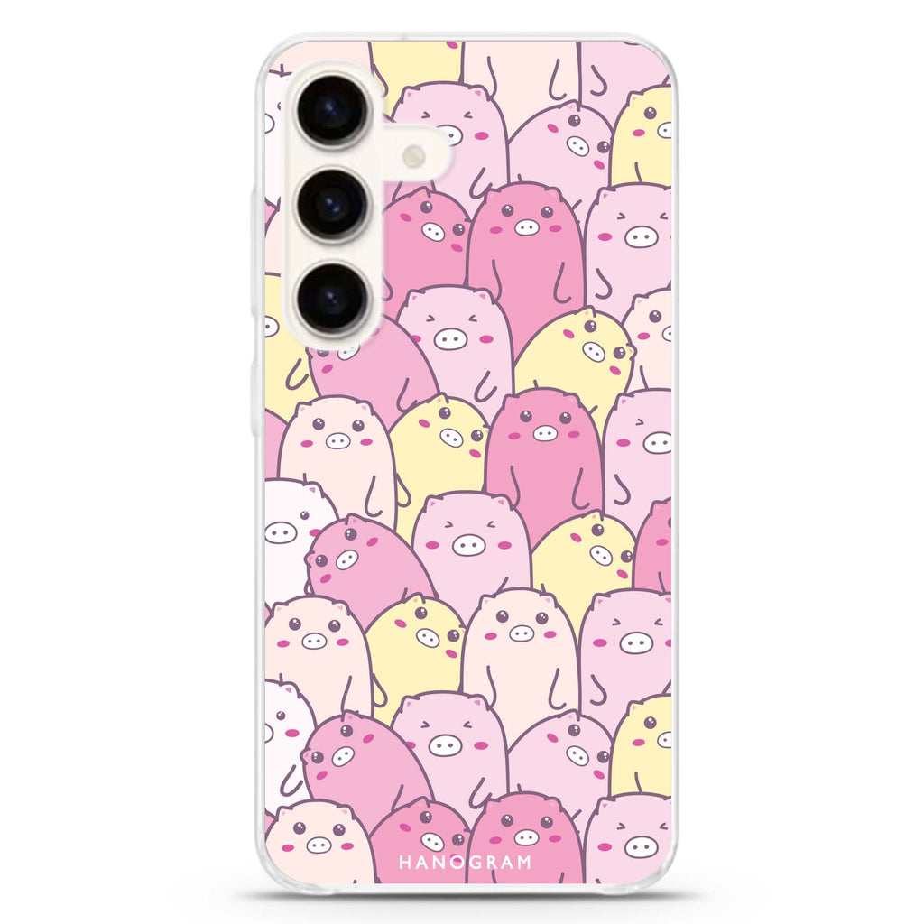 Piggy Pals Samsung Galaxy S26/S25/S24 水晶透明保護殼正面展示