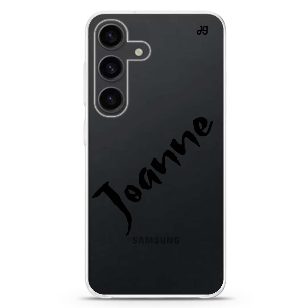 Spooky Custom Charm Samsung Galaxy S26/S25/S24 可加名字水晶透明保護殼正面展示