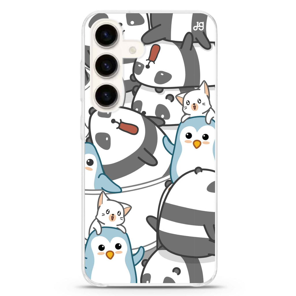 Penguin Playmates Samsung Galaxy S26/S25/S24 水晶透明保護殼正面展示
