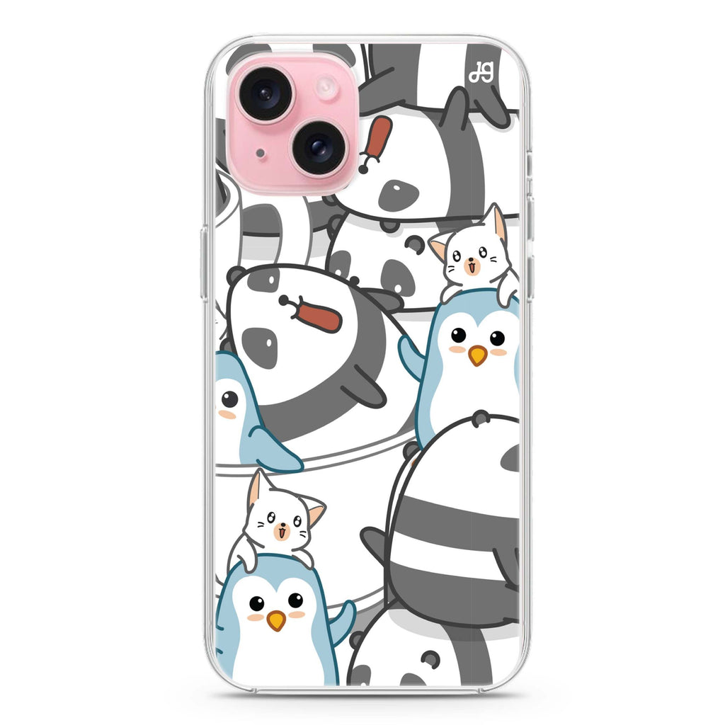 Penguin Playmates iPhone 15 Plus Magsafe 兼容水晶透明保護殼