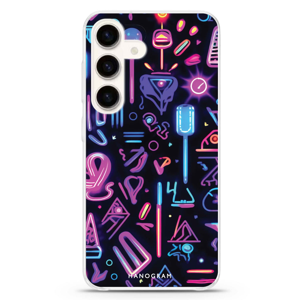 Neon Glow Samsung Galaxy S26/S25/S24 水晶透明保護殼正面展示