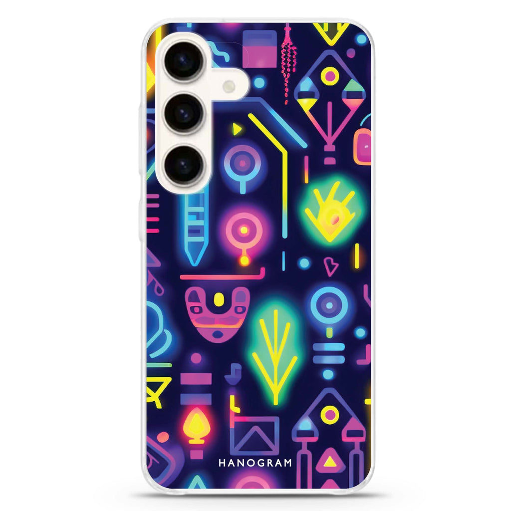 Neon Sparkle Samsung Galaxy S26/S25/S24 水晶透明保護殼正面展示