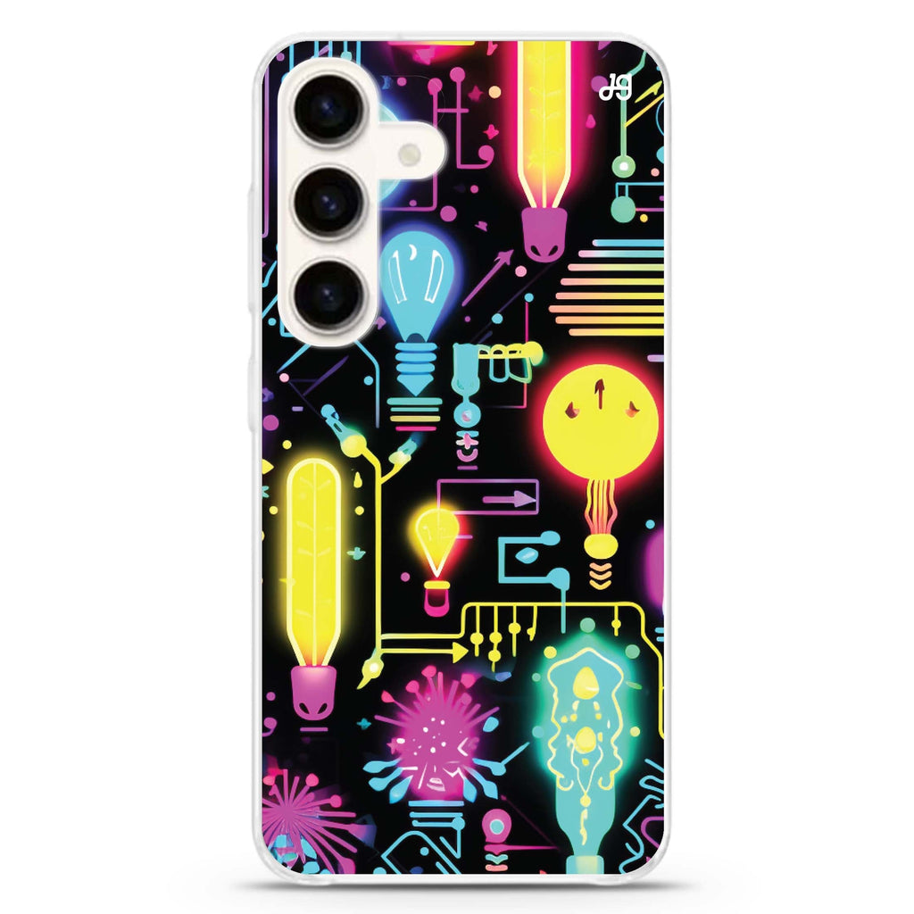 Neon Cascade Samsung Galaxy S26/S25/S24 水晶透明保護殼正面展示
