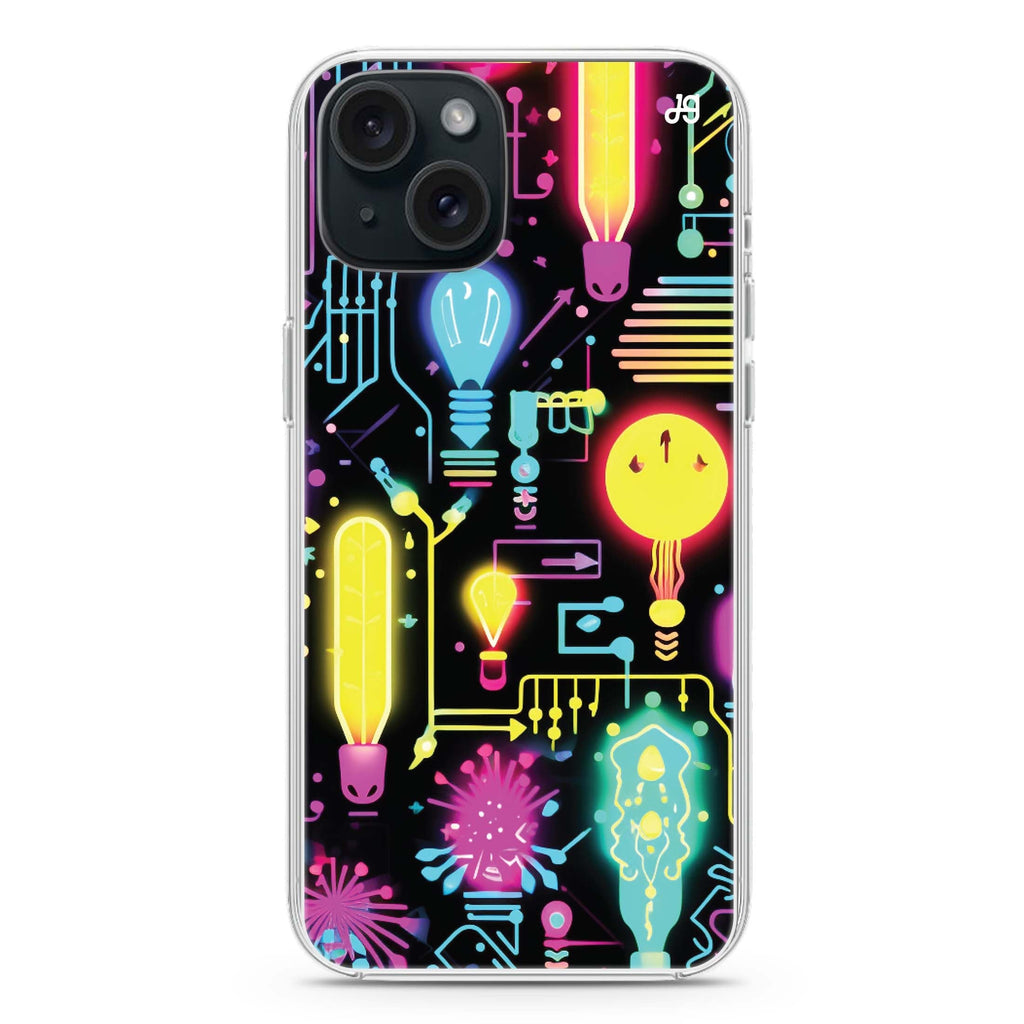 Neon Cascade iPhone 15 Magsafe 兼容水晶透明保護殼