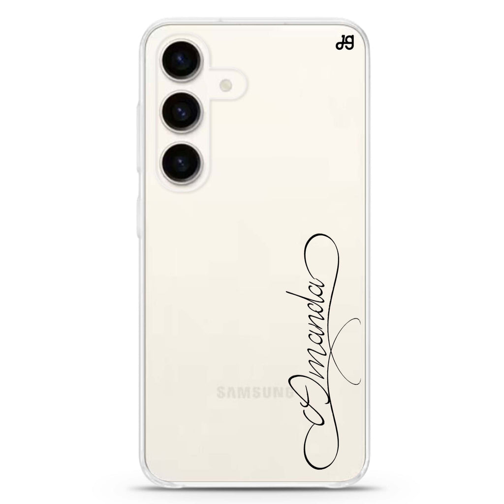 Cursive I Samsung Galaxy S26/S25/S24 可加名字水晶透明保護殼正面展示