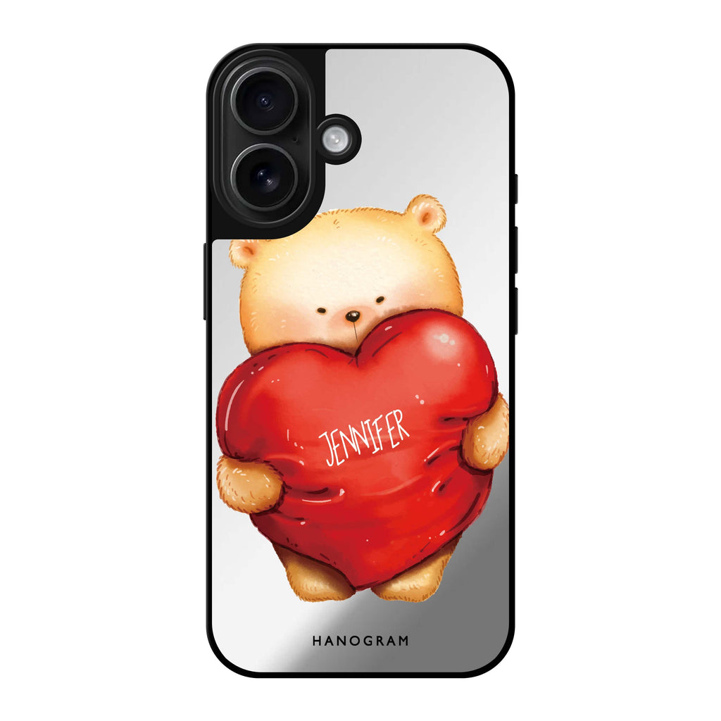 Reflective iPhone 16 Mirror Case –Bear Hug Design