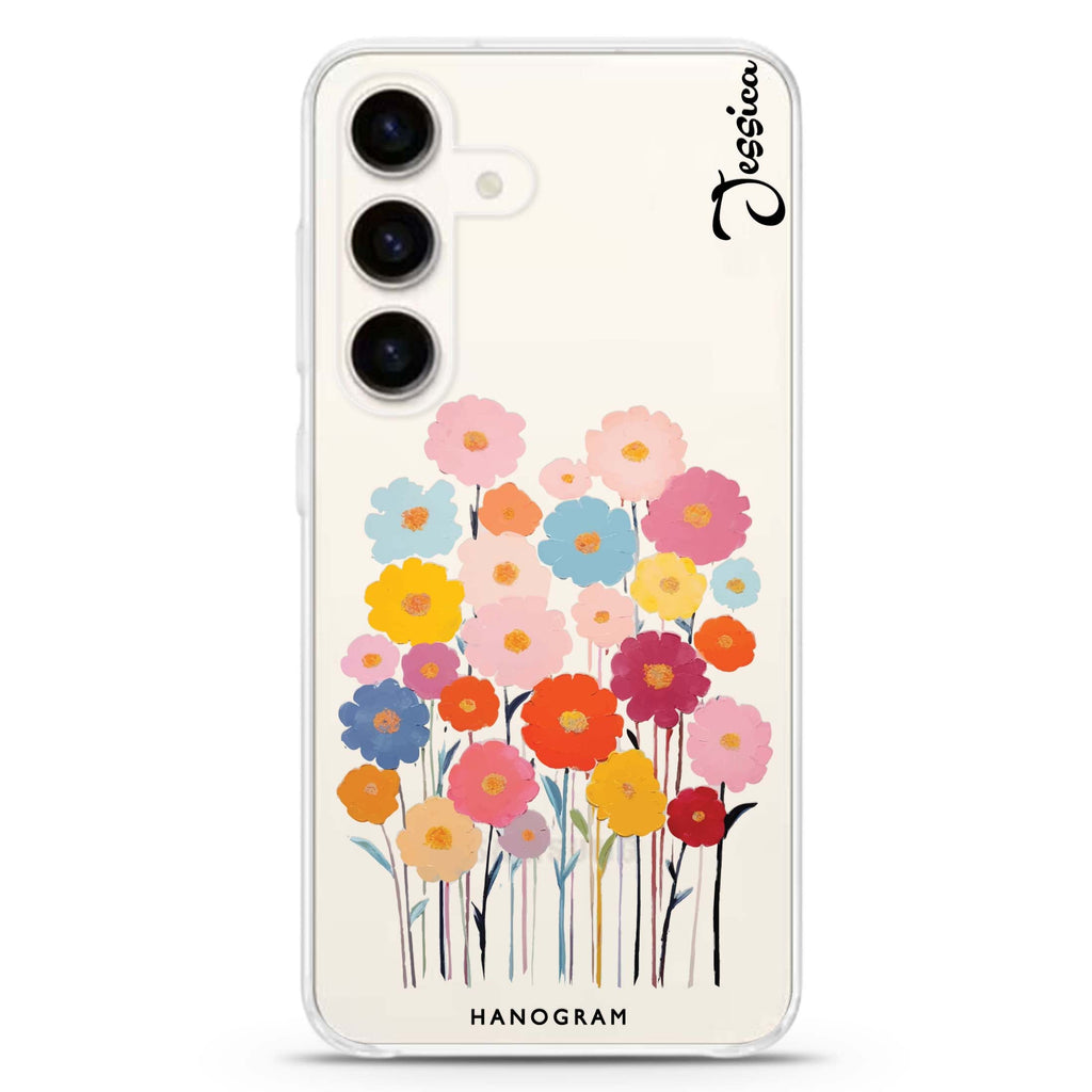 Garden Blooms Samsung Galaxy S26/S25/S24 可加名字水晶透明保護殼正面展示