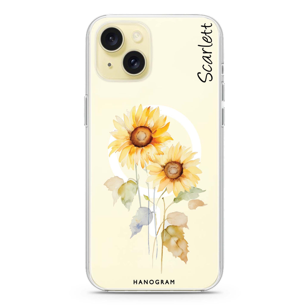 Sunny Blooms iPhone 15 Magsafe 兼容水晶透明保護殼