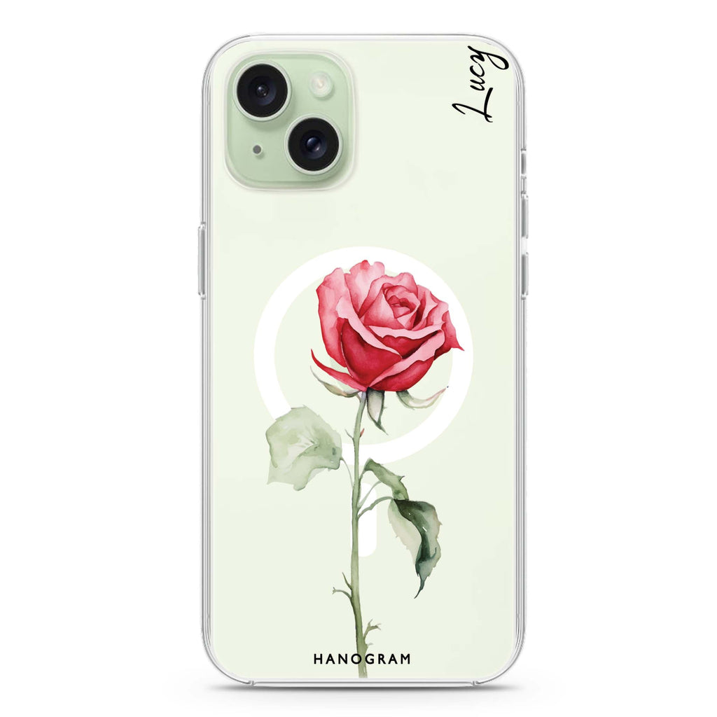 Rose Radiance iPhone 15 Magsafe 兼容水晶透明保護殼
