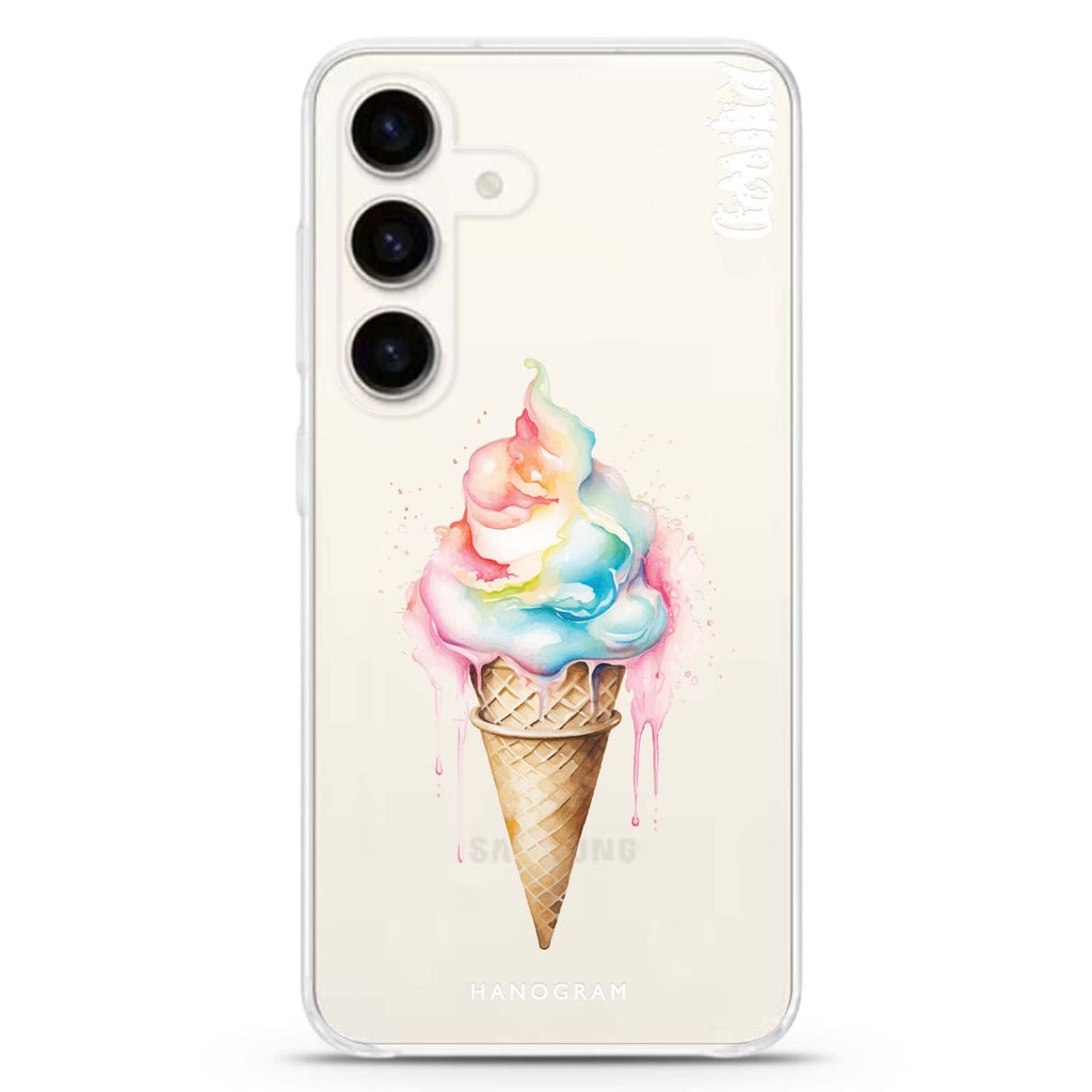 Frozen Bliss Samsung Galaxy S26/S25/S24 可加名字水晶透明保護殼正面展示