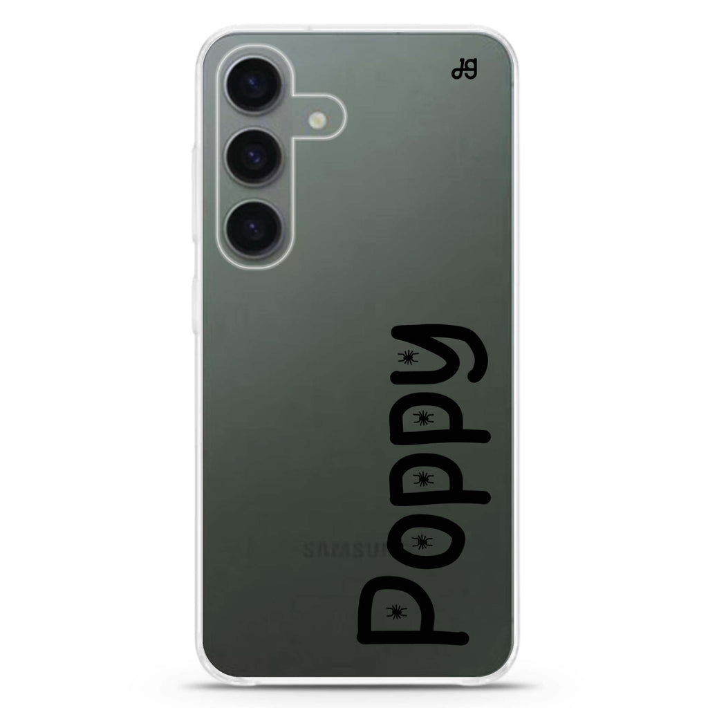 Haunted Lettering Samsung Galaxy S26/S25/S24 可加名字水晶透明保護殼正面展示