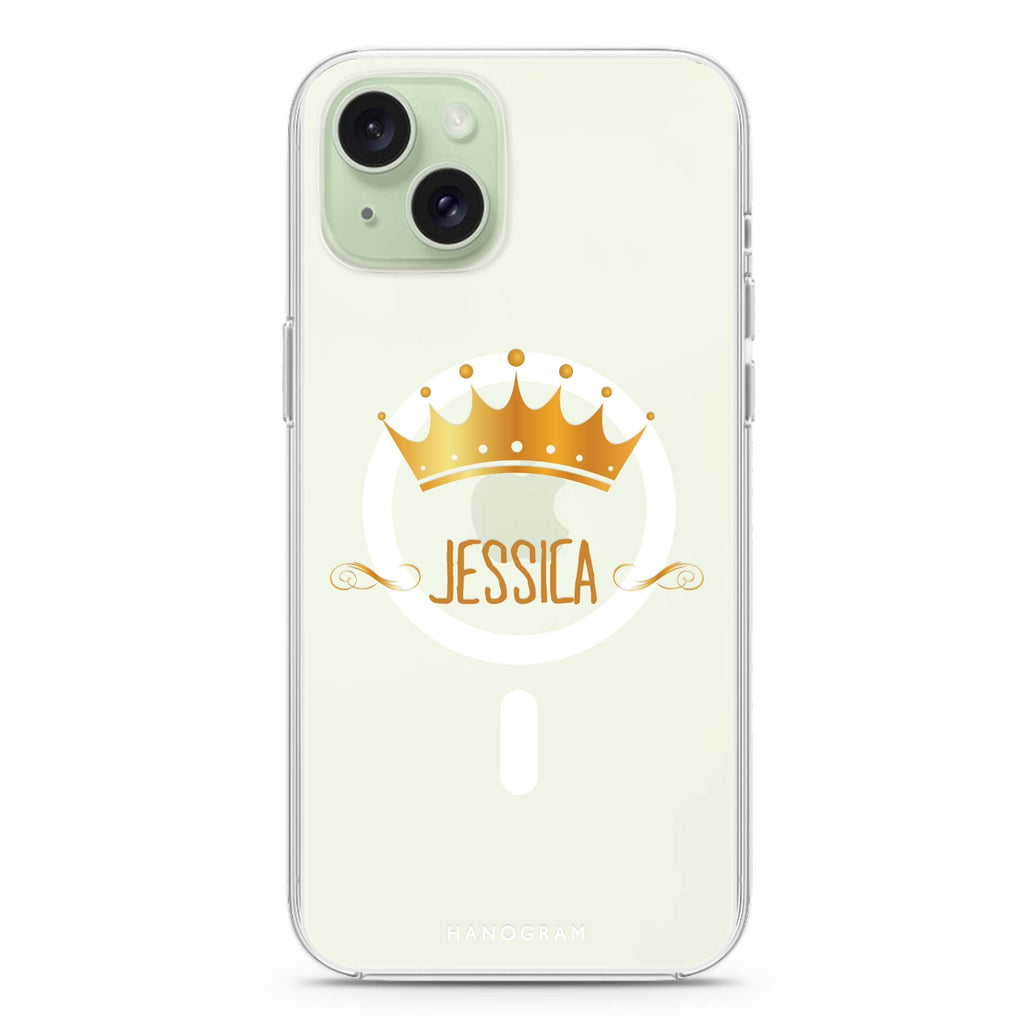 Queen's crown iPhone 15 Plus Magsafe 兼容水晶透明保護殼