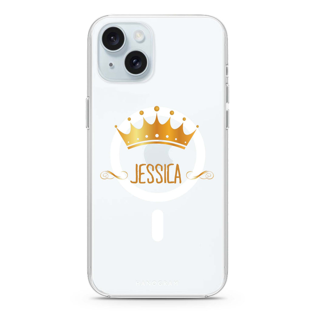 Queen's crown iPhone 15 Magsafe 兼容水晶透明保護殼